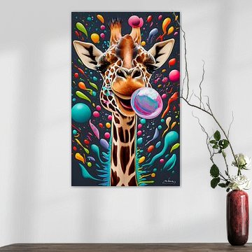 Giraffe kauwgom schilderij abstract