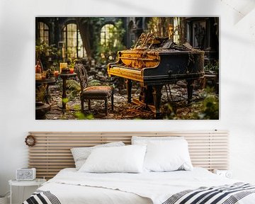 Verlassene Orte Klavier mit Stuhl in einer Villa von Animaflora PicsStock