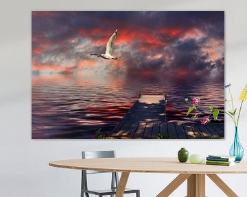 Footbridge with seagull