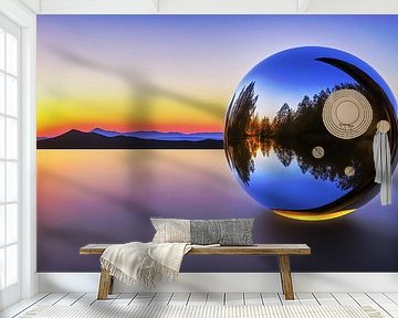 Rustige zonsondergang bij het meer