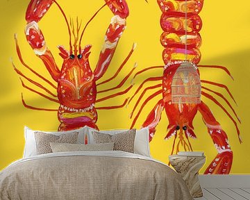 Langoustines On Yellow by Alice Straker