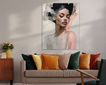 Modern abstract portrait in pastel colours by Carla Van Iersel