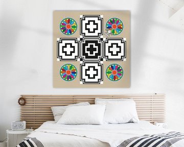 Anunnaki Cross UFO Beige Black & White Multicolor van Esther van de Beek