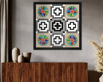 Anunnaki Cross UFO Beige Black & White Multicolor