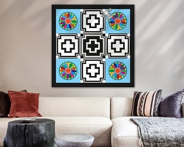 Anunnaki Cross UFO Blue Black & White Multicolor