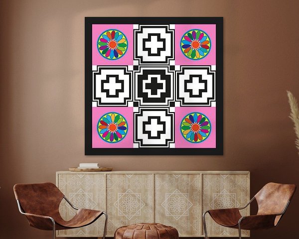 Anunnaki Cross UFO Pink Black & White Multicolor