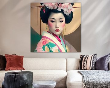 Geisha in Pastelkleuren van Brian Morgan