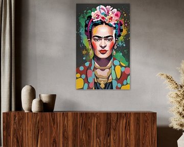 Frida schilderij abstract van Ayyen Khusna