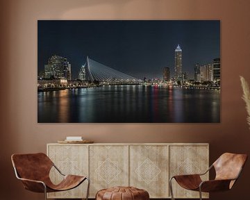 View of the Rotterdam skyline in the evening by Meindert Marinus