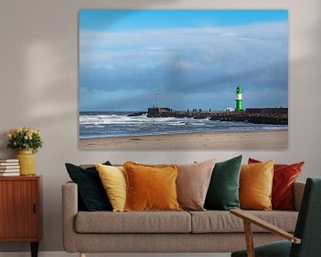 Beach and pier on the Baltic coast in Warnemünde by Rico Ködder