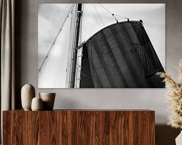 Skutsje klassieke zeilboot detail zeilen op het IJsselmeer van Sjoerd van der Wal Fotografie