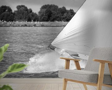 Skutsje klassieke zeilboot zeilen op het IJsselmeer van Sjoerd van der Wal Fotografie
