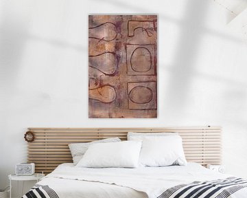 Modern abstract geometric art. Organic shapes in rusty brown and terracotta by Dina Dankers