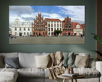 Greifswald - Market Square with Gothic Houses by Gisela Scheffbuch