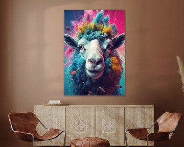 mouton en multicolore sur Gelissen Artworks