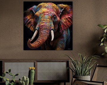 olifant in multicolor van Gelissen Artworks