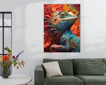 Leguan in mehrfarbig von Gelissen Artworks