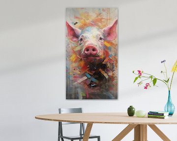 cochon en multicolore sur Gelissen Artworks