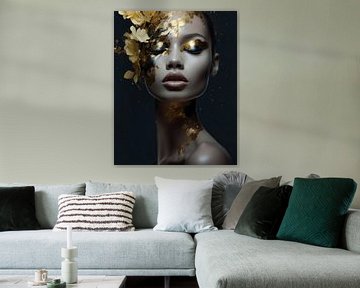 Portrait modern chic in gold by Carla Van Iersel