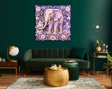 Elephant portrait in boho style by Vlindertuin Art