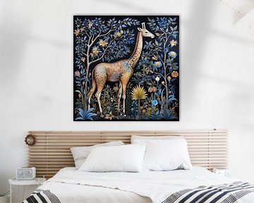 Giraffe in the blue forest by Vlindertuin Art