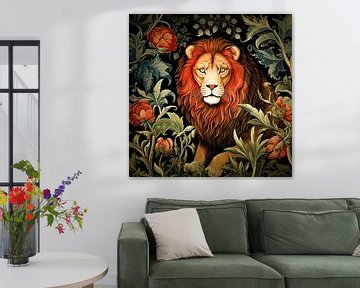 Portrait de lion style folklorique sur Vlindertuin Art
