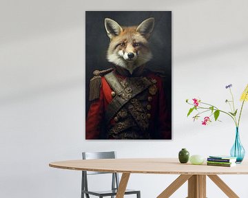 Fox in old-fashioned army clothes by Wall Wonder