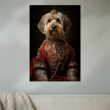 Dog in medieval clothing