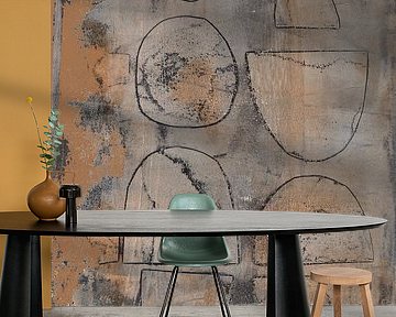 Moderne abstrakte Kunst. Organische Formen und Linien in Rostbraun, Taupe und Terrakotta. von Dina Dankers