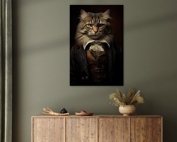 Katze in altmodischer Kleidung von Wall Wonder