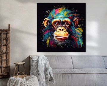Chimpansee abstract van Wall Wonder