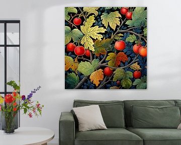 Botanische print met fruit en bladeren van Vlindertuin Art