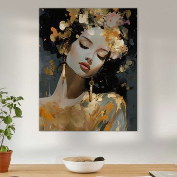 Modernes Porträt "Goldenes Mädchen" von Carla Van Iersel