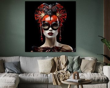 Frau mit roter Maske