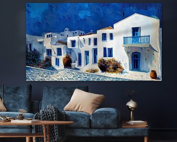 Greek village with white houses and blue windows by Tilo Grellmann