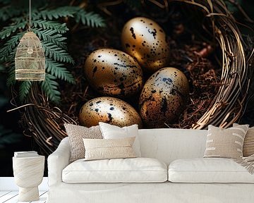 Goldene Eier im Nest von Digitale Schilderijen