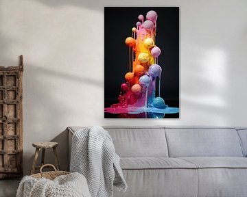 Abstracte regenboog kunst verf met cirkels van Digitale Schilderijen