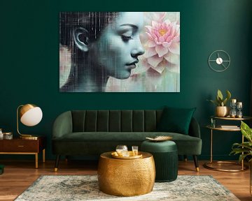 Femme avec une fleur de lotus sur PixelMint.