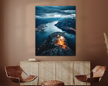 Fjord in Noorwegen van fernlichtsicht