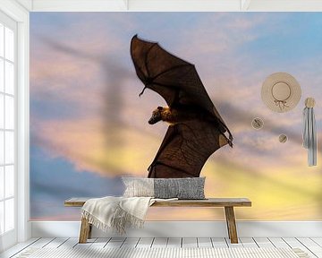 Flughund beim fliegen