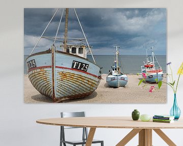 Deense Vissersboten op het strand van Menno Schaefer