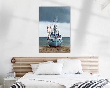 Bateaux de pêche danois sur la plage sur Menno Schaefer