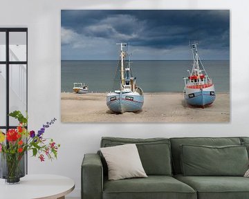 Bateaux de pêche danois sur la plage sur Menno Schaefer