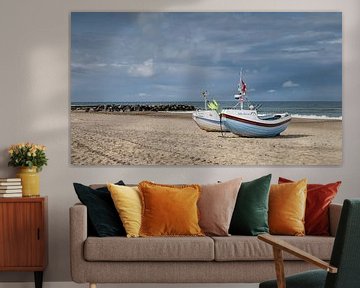 Deense Vissersboten op het strand van Menno Schaefer