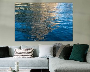 Golden yellow reflections in blue seawater 1 by Adriana Mueller