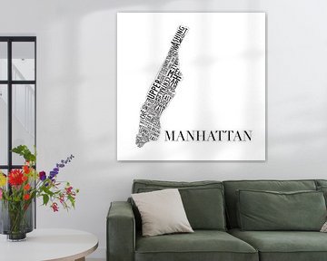Carte de Manhattan en mots sur Muurbabbels Typographic Design