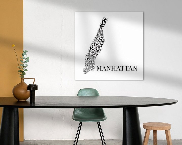 Sfeerimpressie: Plattegrond Manhattan in woorden van Muurbabbels Typographic Design