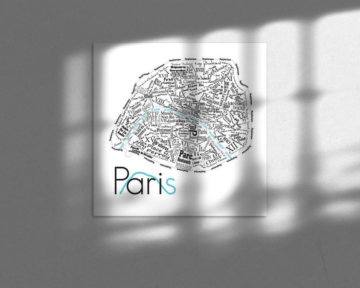 Sfeerimpressie: Plattegrond Parijs in woorden van Muurbabbels Typographic Design