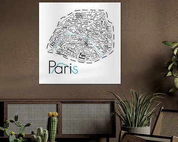 Karte von Paris in Worten von Muurbabbels Typographic Design