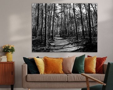 Trees print black and white by Lynn van der Werf